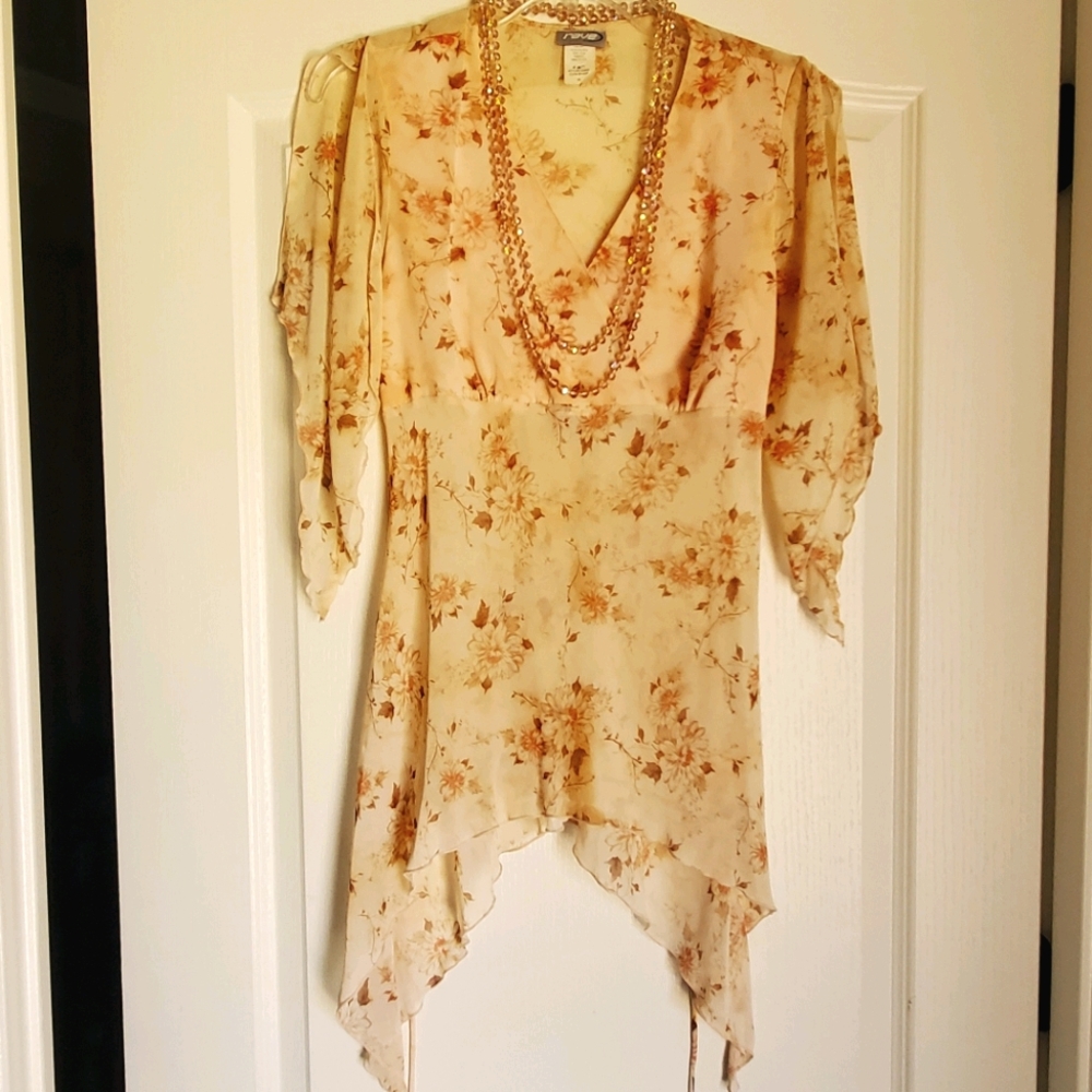 Floral Peach Summer Blouse